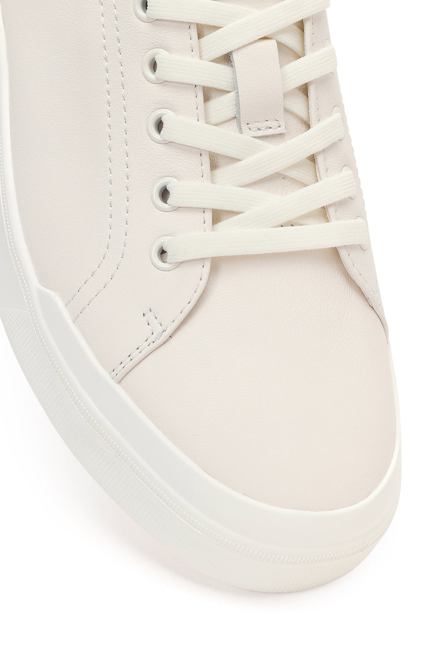 Male White Lace-Up Leather Sneaker