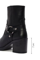 Women's Black Heeled Zippered Leather Boots | Derimod