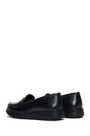 Woman Black Thick-Soled Leather Comfort Loafer | Derimod