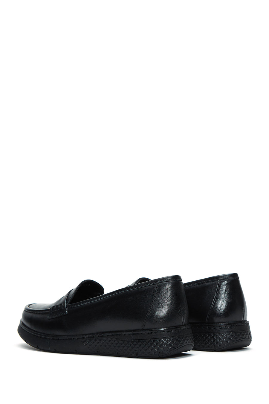 Woman Black Thick-Soled Leather Comfort Loafer