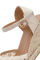 Women's Beige Ankle Buckle Wedge Heel Espadrilles | Derimod