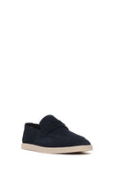 Male Navy Nubuck Leather Loafer | Derimod