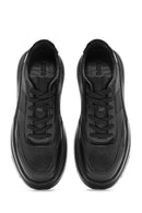 Erkek Siyah Bağcıklı Kalın Tabanlı Deri Sneaker | Derimod