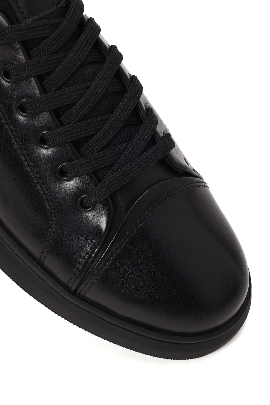 Erkek Siyah Bağcıklı Deri Sneaker