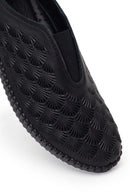 Woman Black Patterned Leather Comfort Shoes | Derimod