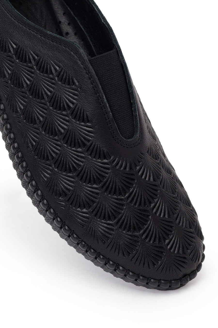 Woman Black Patterned Leather Comfort Shoes