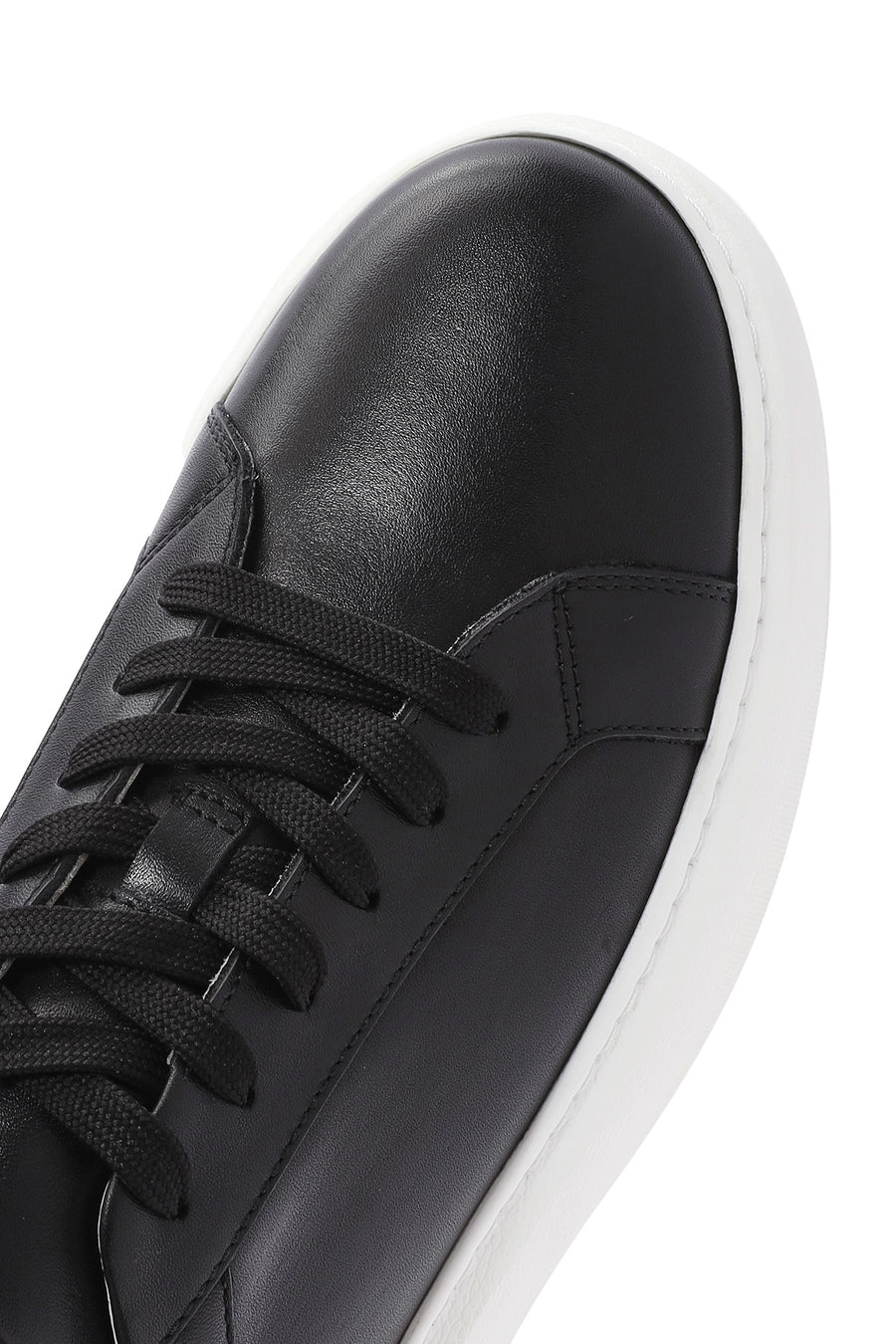 Erkek Siyah Bağcıklı Kalın Tabanlı Deri Sneaker