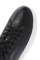 Men's Black Lace-up Thick-Sole Leather Sneaker | Derimod