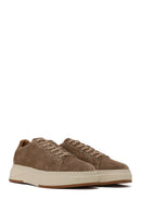 Male Beige Lace-Up Thick-Soled Suede Leather Sneaker | Derimod