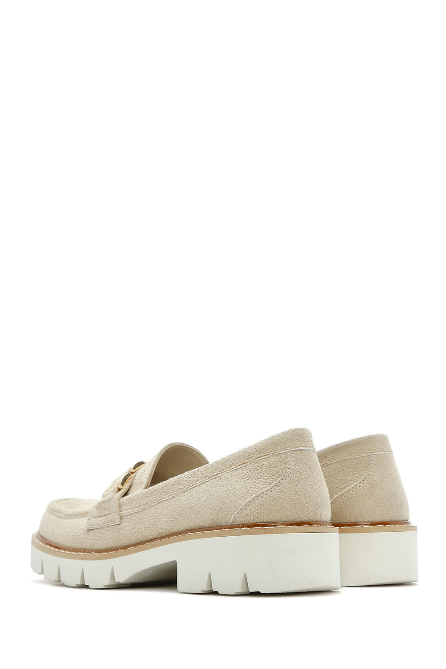 Women's Tan Buckled Suede Masculine Loafer