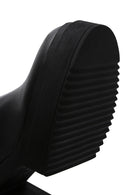 Women's Black Zippered Thick Heeled Leather Boots | Derimod