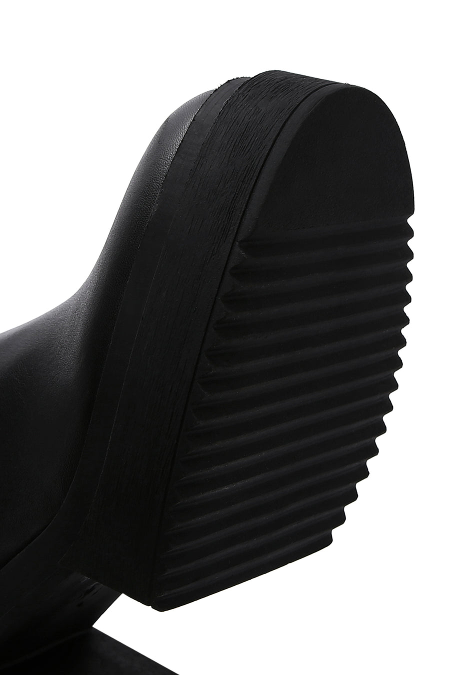 Women's Black Zippered Thick Heeled Leather Boots