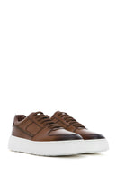 Men's Tan Lace-up Thick-Sole Leather Sneaker | Derimod