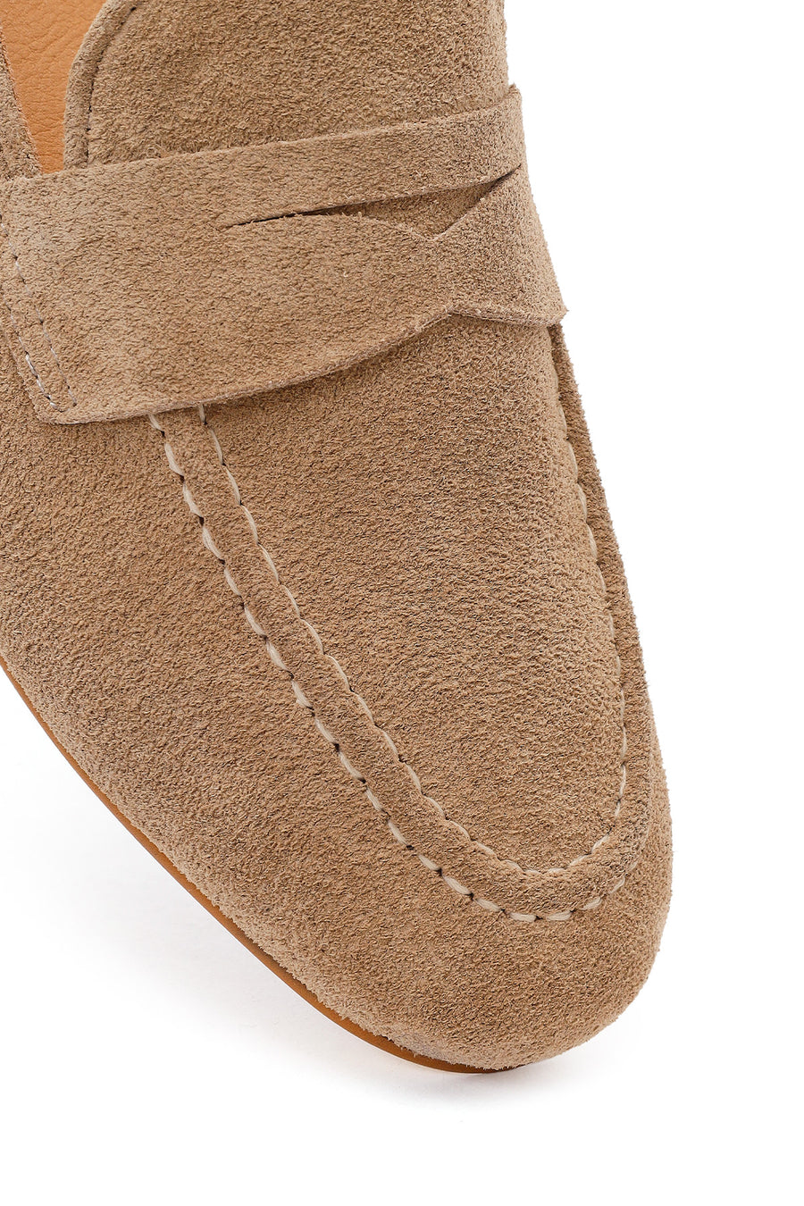 Women's Beige Suede Leather Masculine Loafer