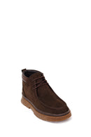 Male Brown Lace-Up Thick-Soled Nubuck Leather Boots | Derimod