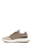 Derimod Zero Men's Beige Lace-Up Thick Soled Fabric Sneaker | Derimod