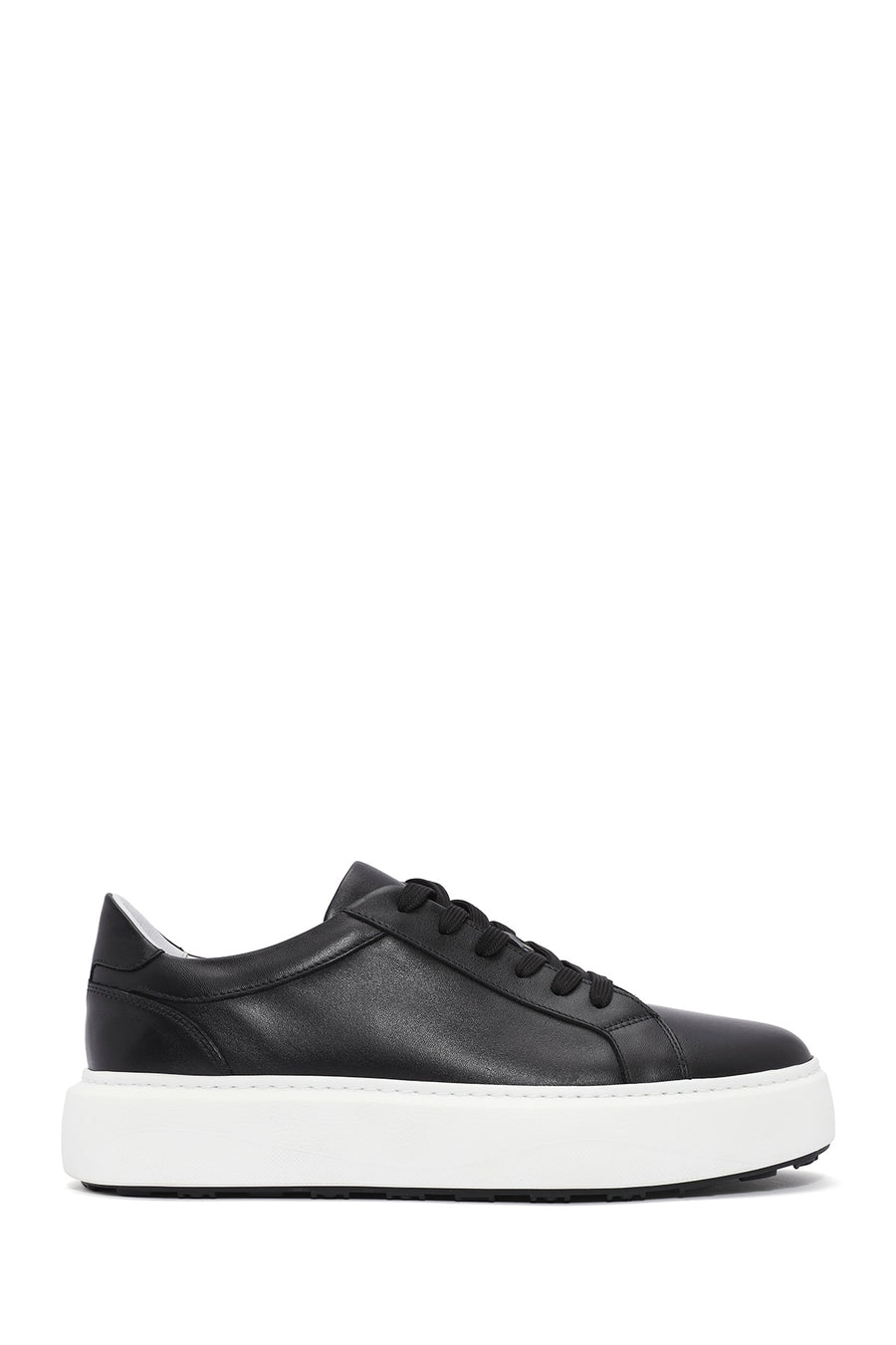 Men's Black Lace-up Thick-Sole Leather Sneaker 25SFD611818 | Derimod