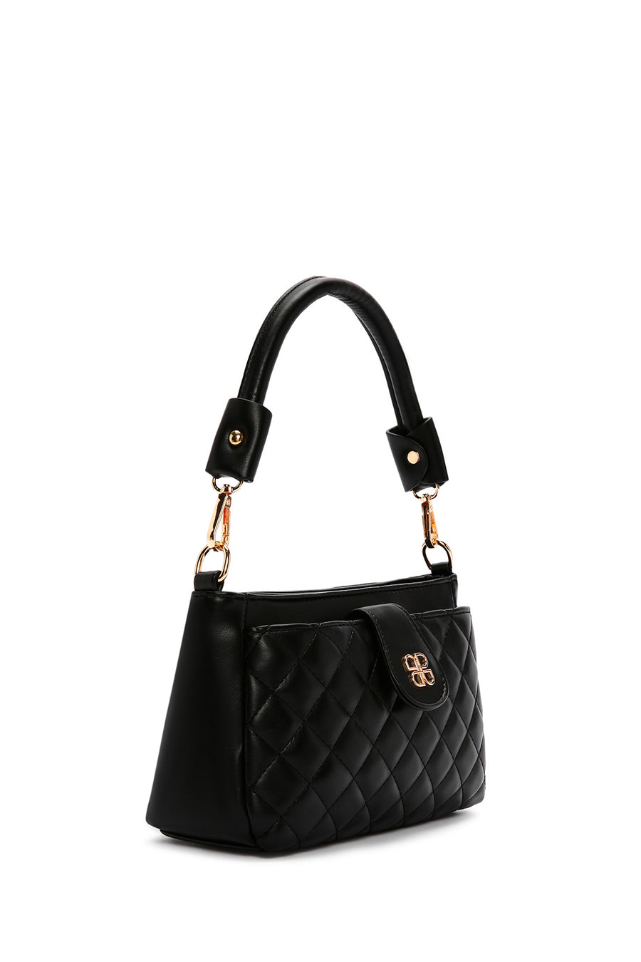 Women's Black Long Strap Quilted Handbag