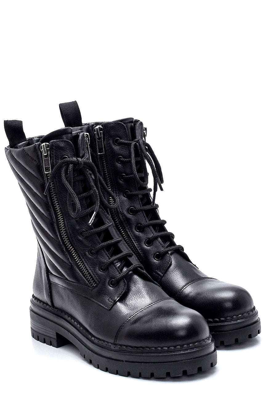 Women's Leather Quilted Boots