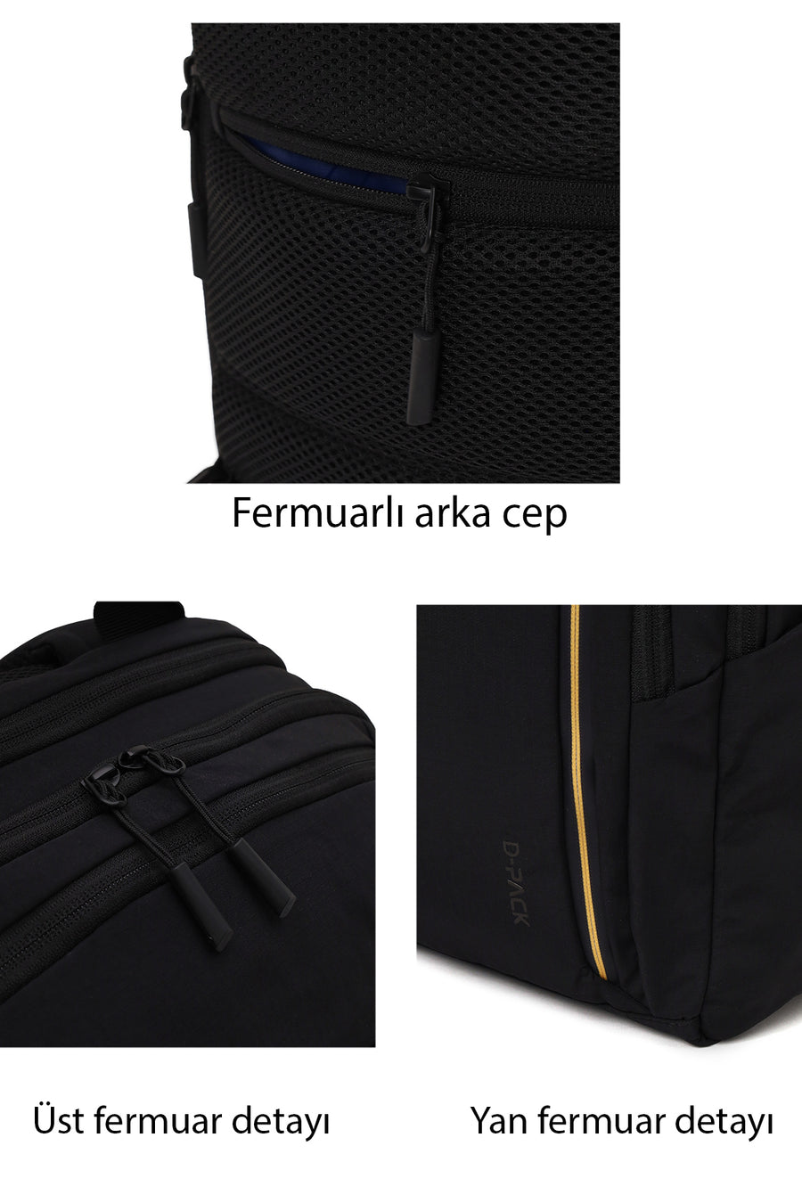 Unisex Siyah Kumaş Sırt Çantası