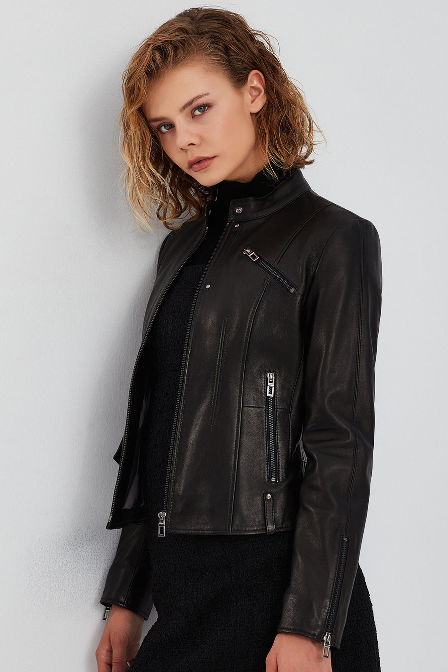 Madison Women's Black Short Leather Jacket