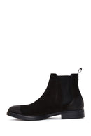 Men's Black Nubuck Leather Chelsea Flat Boots | Derimod