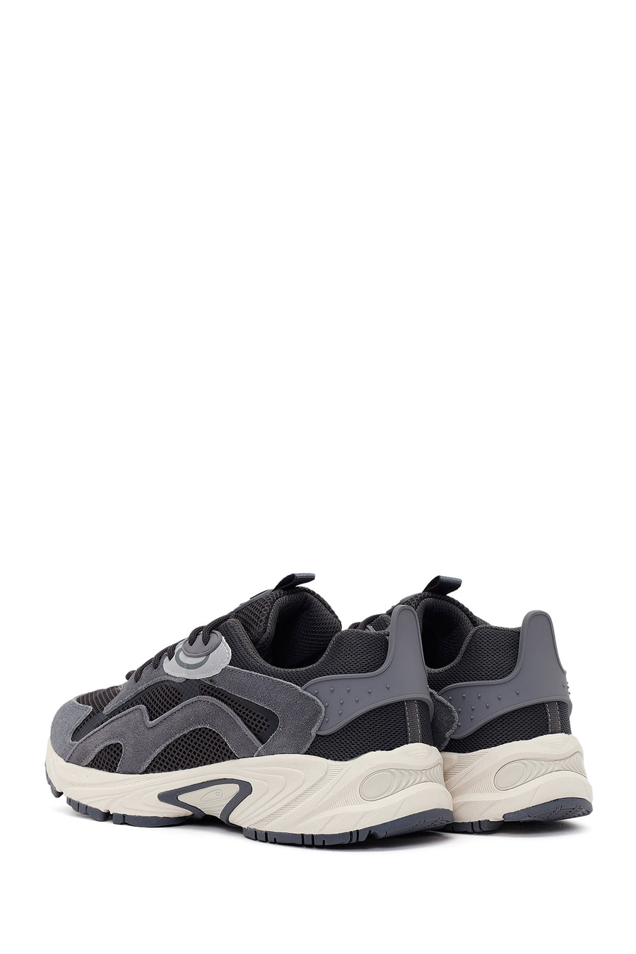 Erkek Gri Bağcıklı Kalın Tabanlı Deri Sneaker