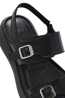 Women's Black Buckle Thick-Soled Leather Comfort Sandals | Derimod