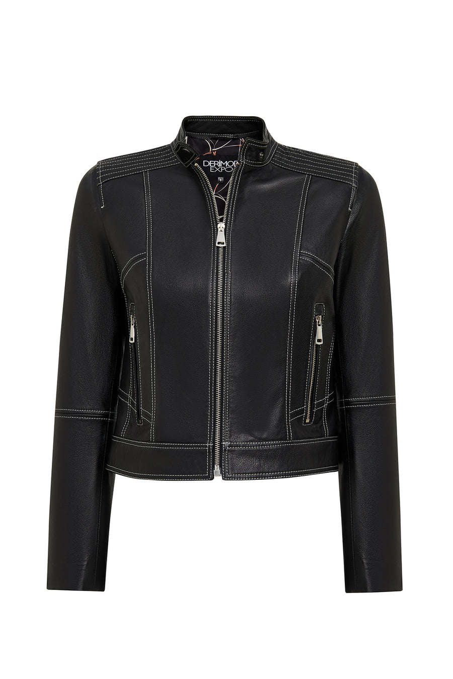 Joy Woman Black Short Leather Jacket