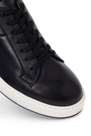 Erkek Siyah Bağcıklı Deri Sneaker | Derimod