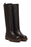 Women's Brown Thick-Soled Leather Boot | Derimod