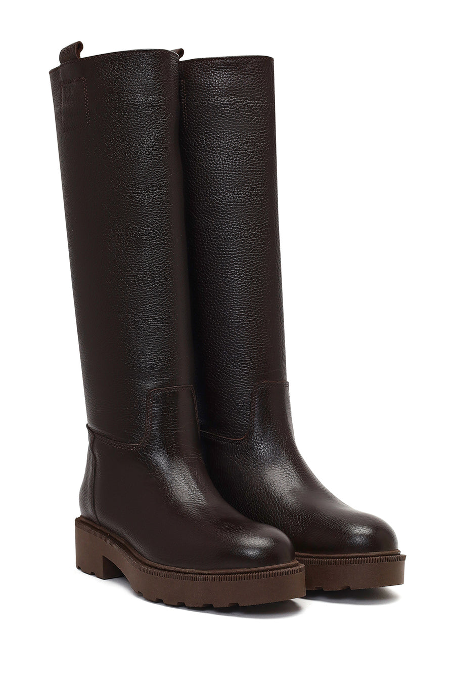 Women's Brown Thick-Soled Leather Boot
