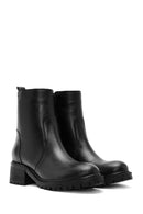 Woman Black Zip Closure Leather Boots | Derimod