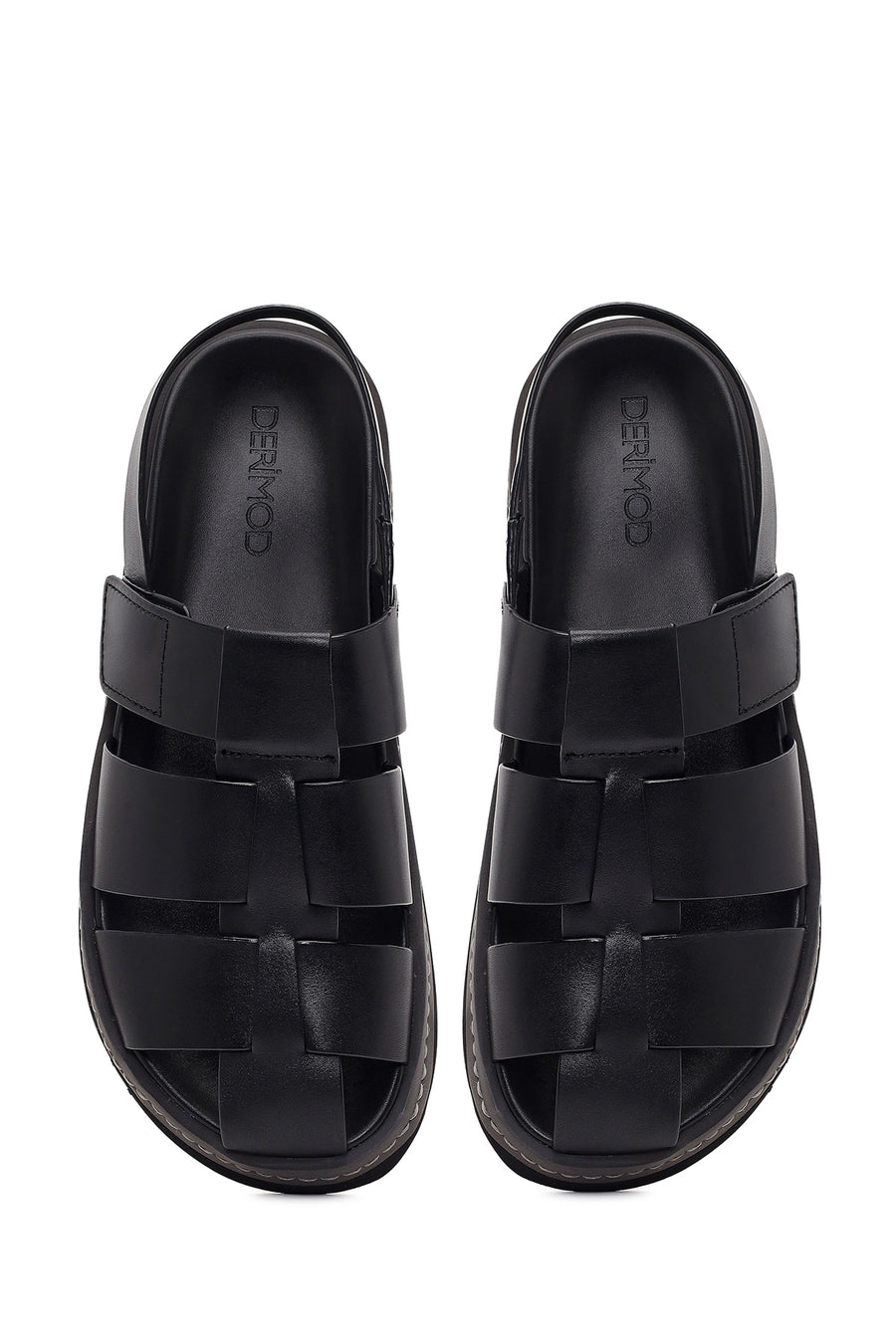Men's Black Leather Sandals