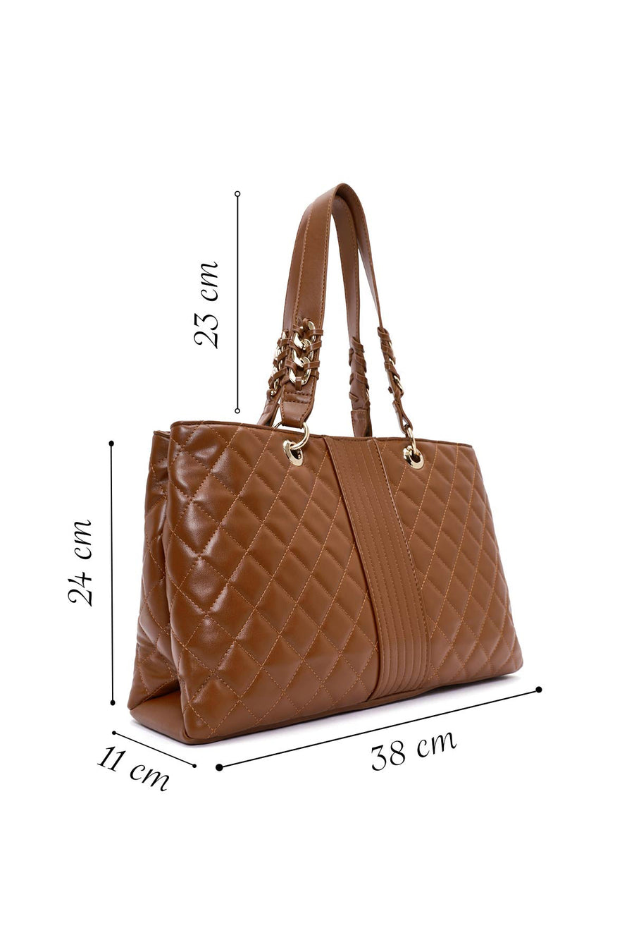 Women's Tan Quilted Shoulder Bag