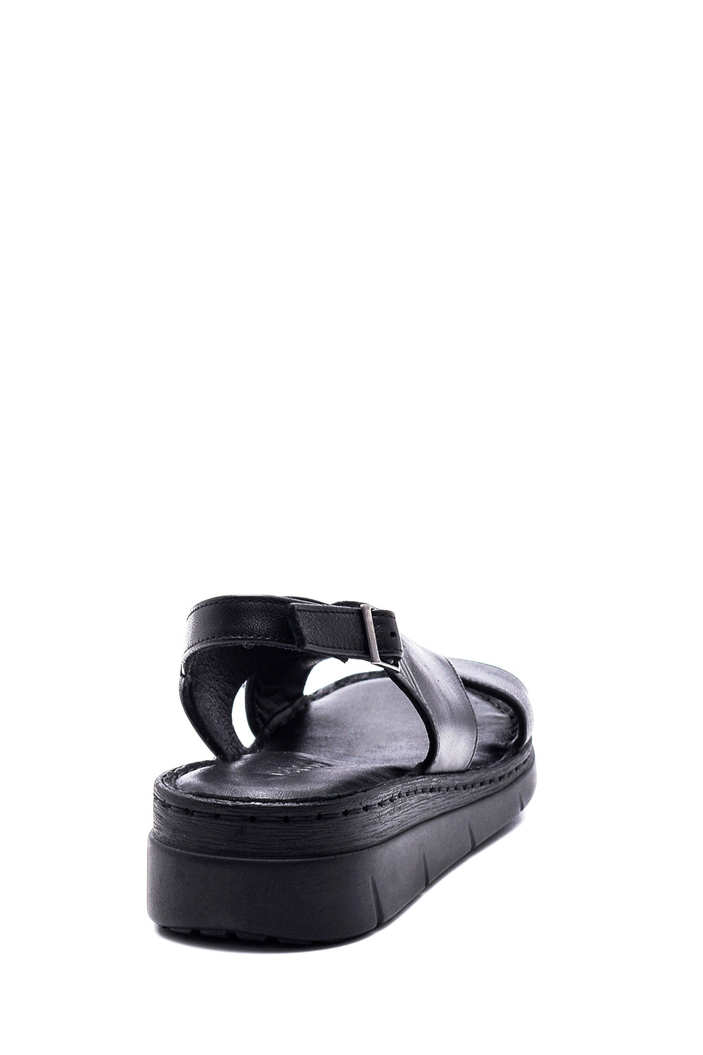 Kadın Siyah Deri Comfort Sandalet