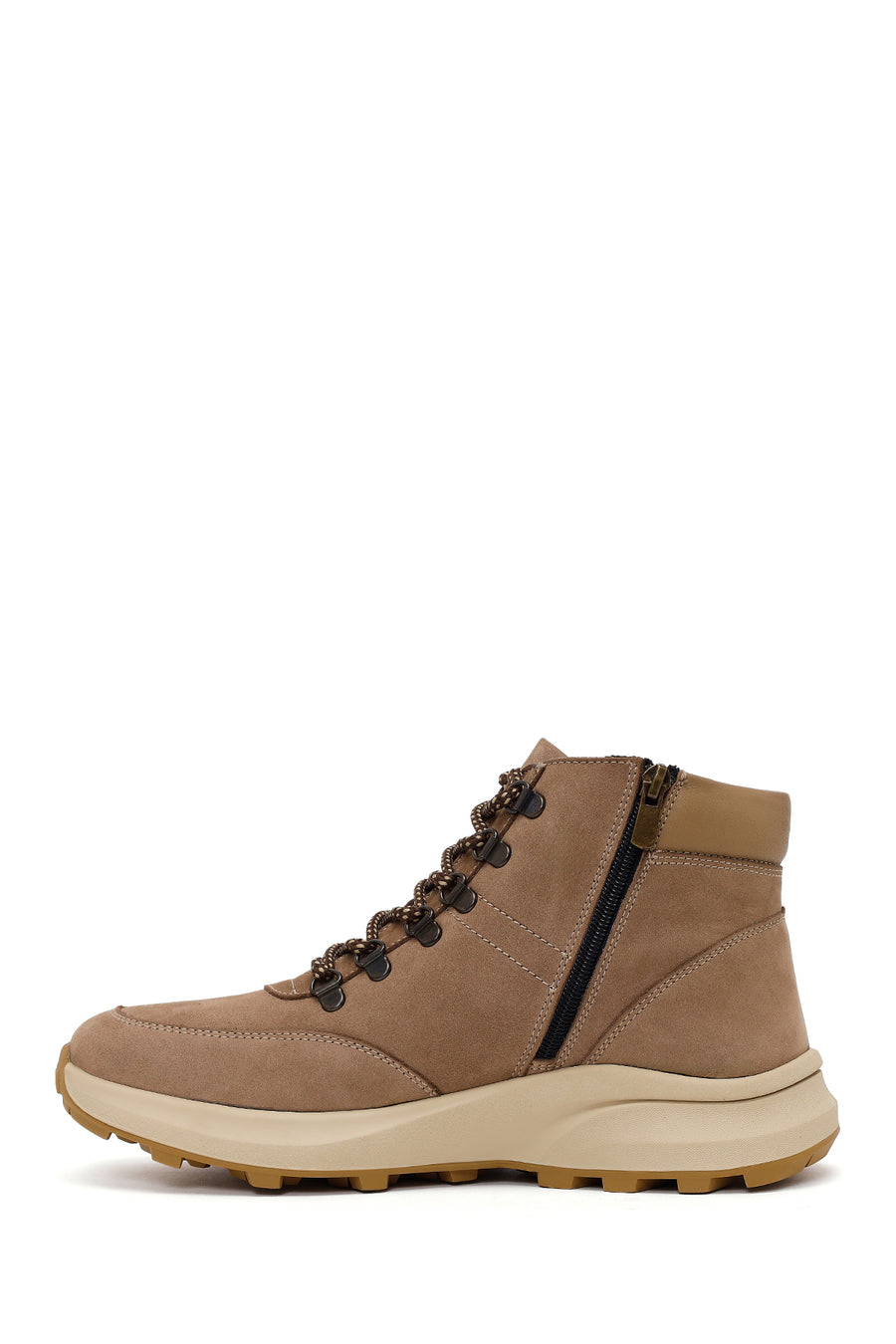 Male Mink Zip Closure Thick-Soled Nubuck Leather Boots