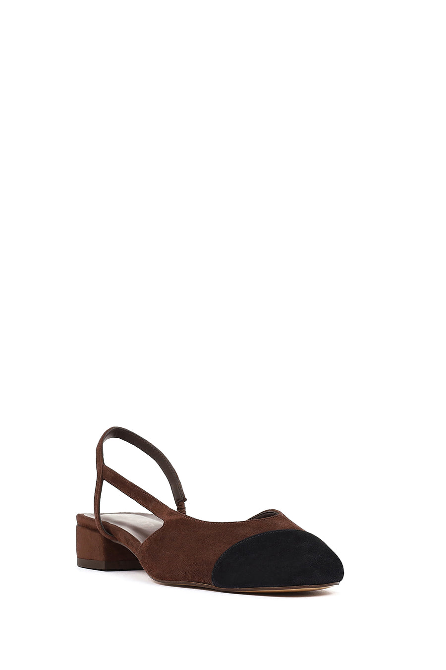 Women's Brown Open Back Suede Leather Ballet Flats
