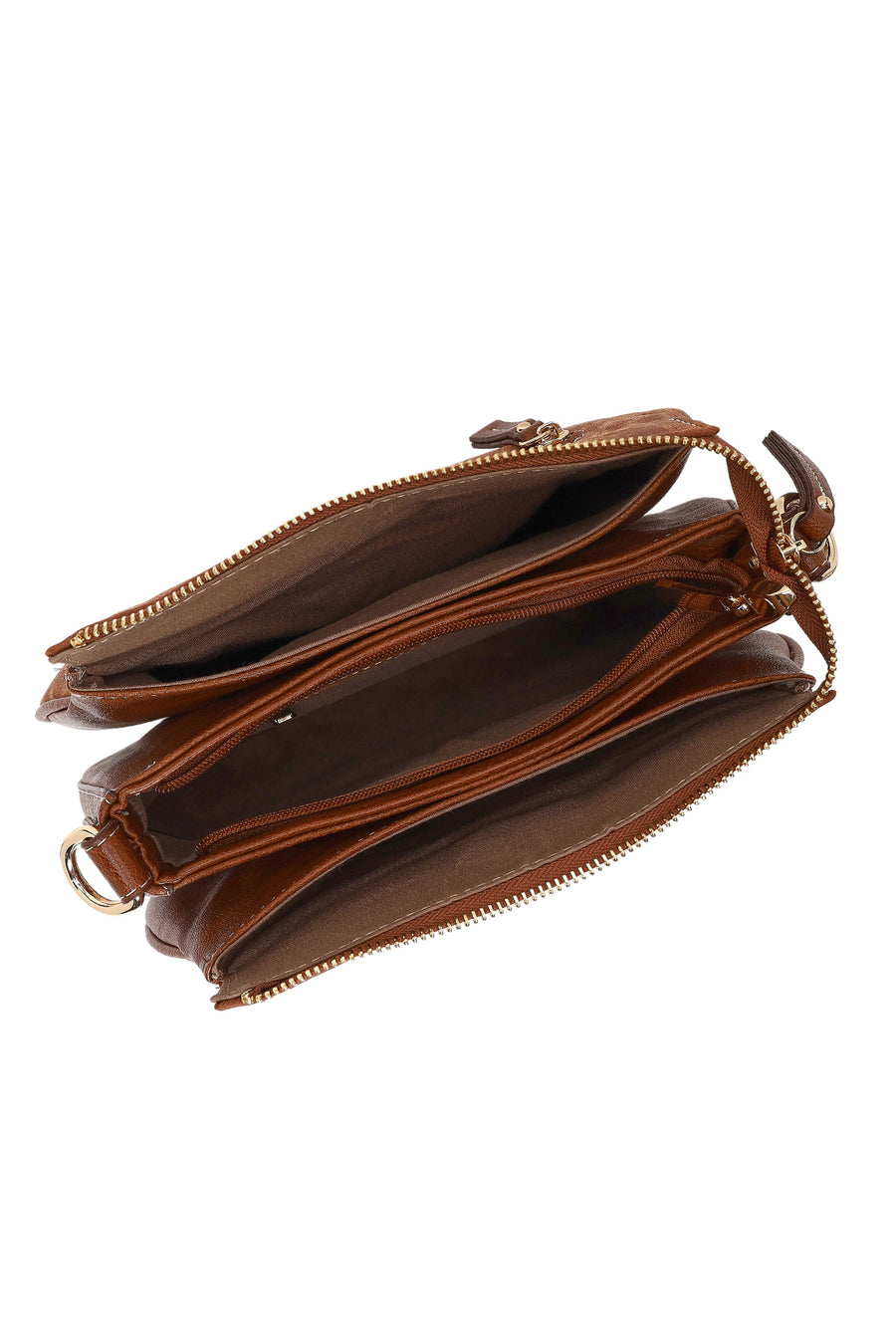 Woman Tobacco Long-Strap Nubuck Crossbody Bag
