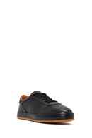 Erkek Siyah Bağcıklı Deri Sneaker | Derimod