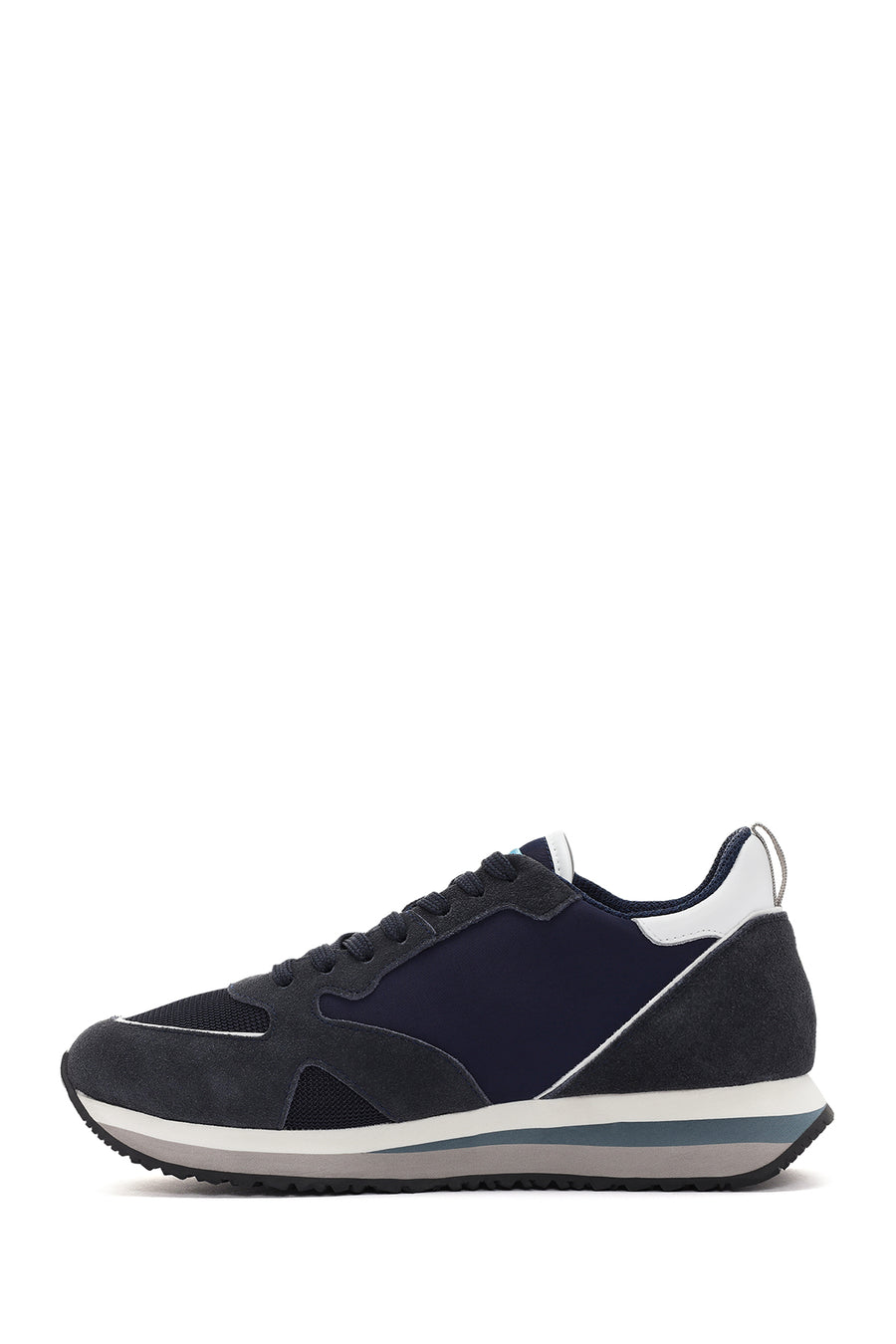 Alberto Guardiani Men's Navy Blue Wen Thick Sole Lace-Up Suede Leather Sneaker
