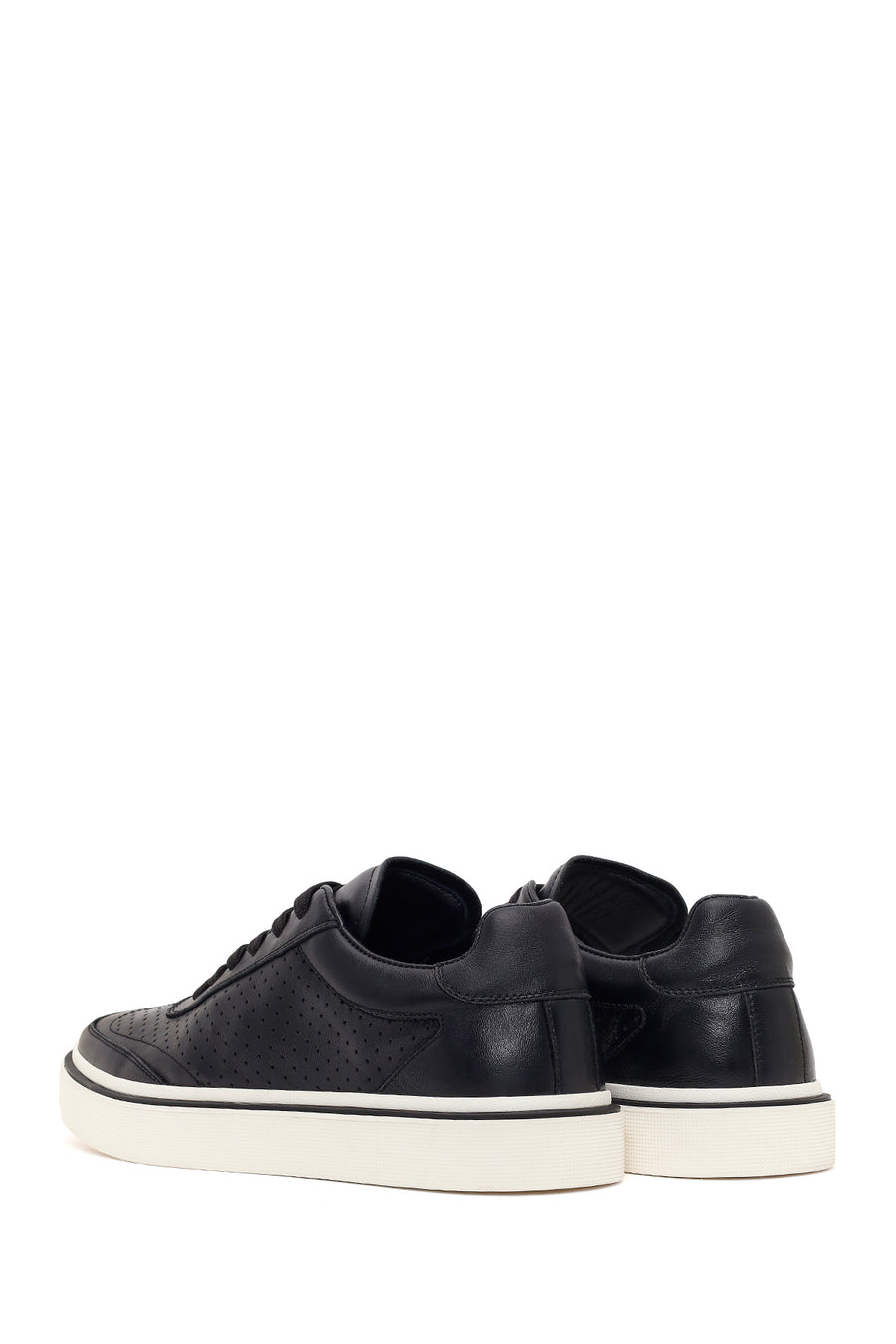 Erkek Siyah Bağcıklı Deri Sneaker