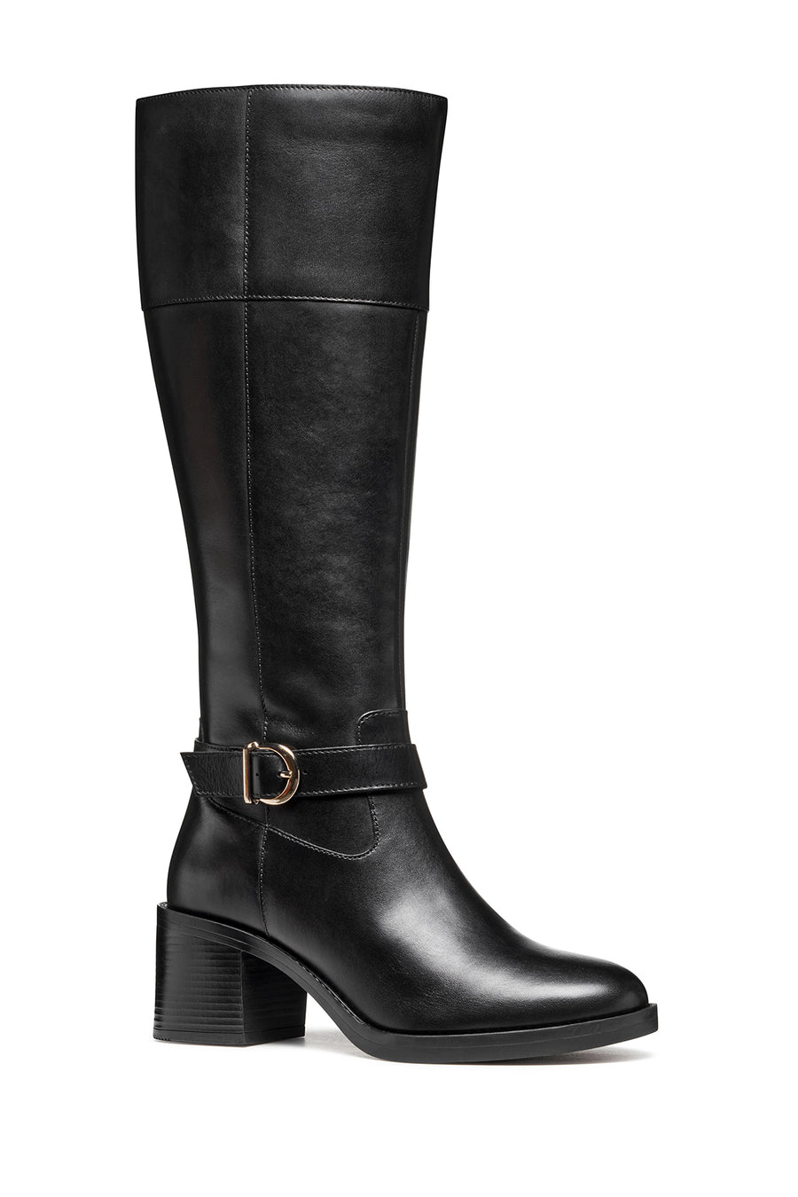Geox Women Black D Serılda 60 B - Smo.Lea Zippered Heel Leather Boot