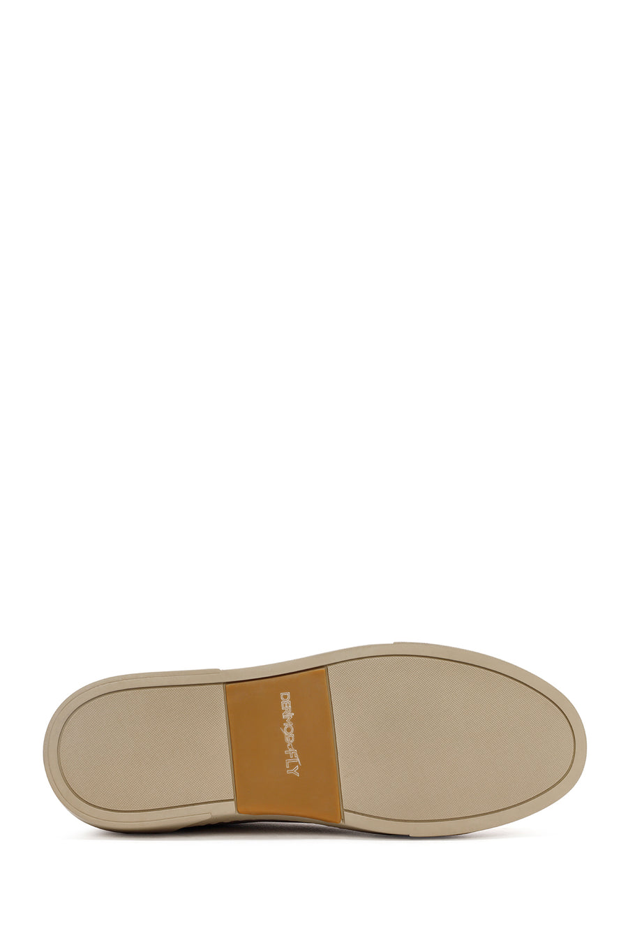 Erkek Bej Bağcıklı Deri Sneaker