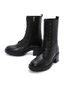 Women's Black Leather Zippered Heeled Boots | Derimod