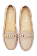 Women's Beige Leather Loafer | Derimod