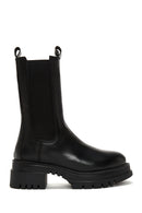Women's Black Thick Soled Leather Chelsea Boots | Derimod