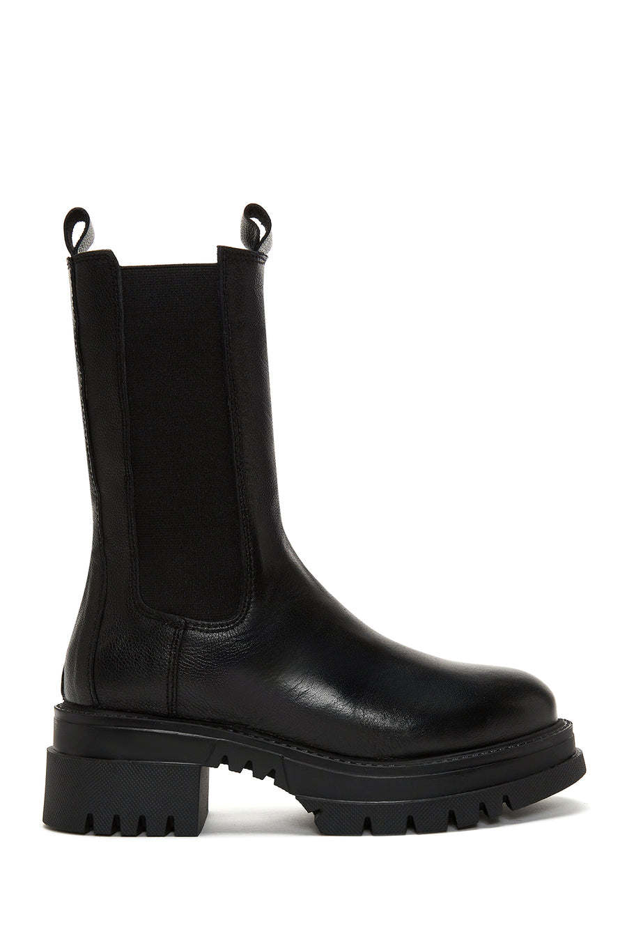 Women's Black Thick Soled Leather Chelsea Boots 23WFD181918 | Derimod