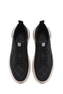 Erkek Siyah Bağcıklı Desenli Kumaş Sneaker | Derimod