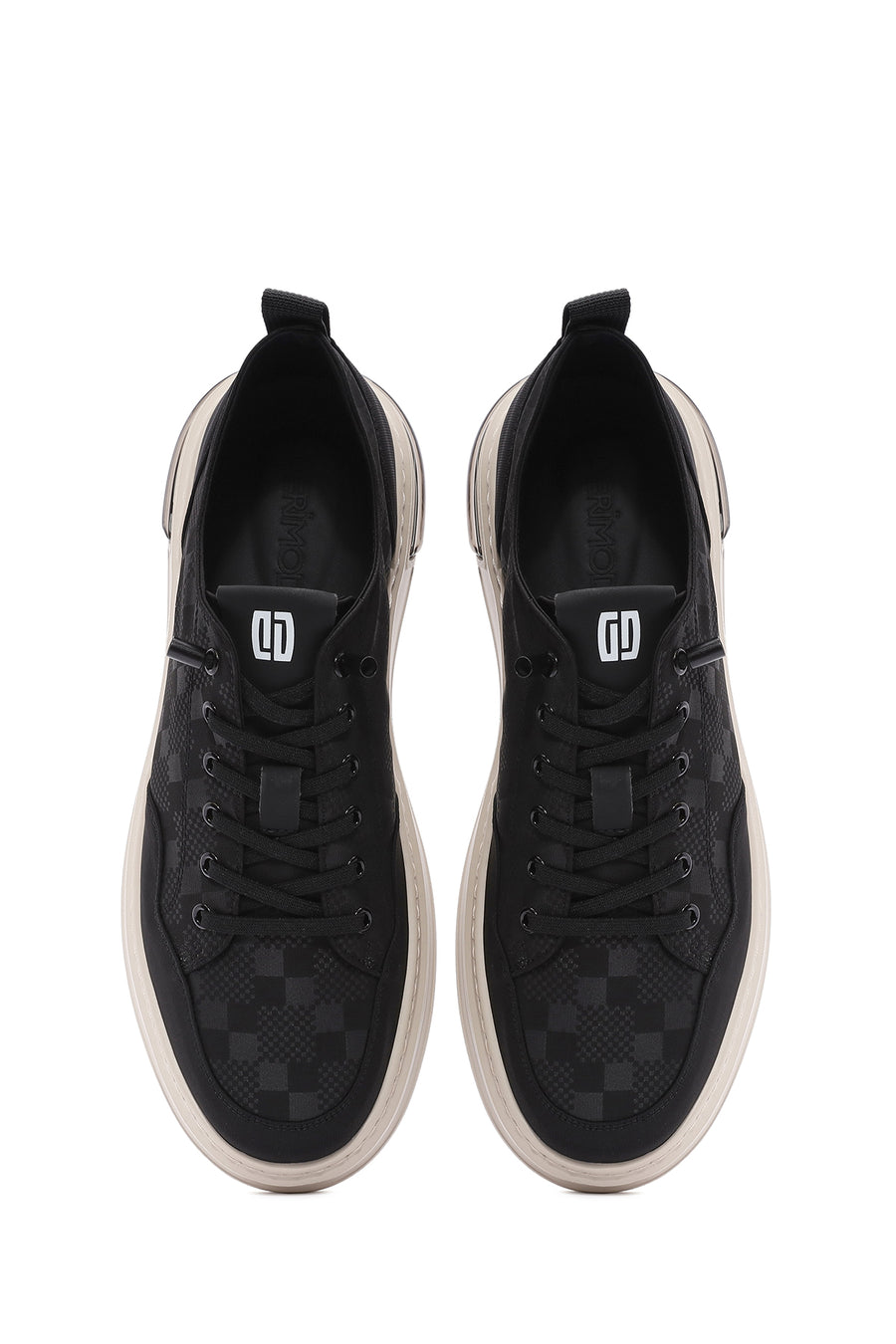Erkek Siyah Bağcıklı Desenli Kumaş Sneaker